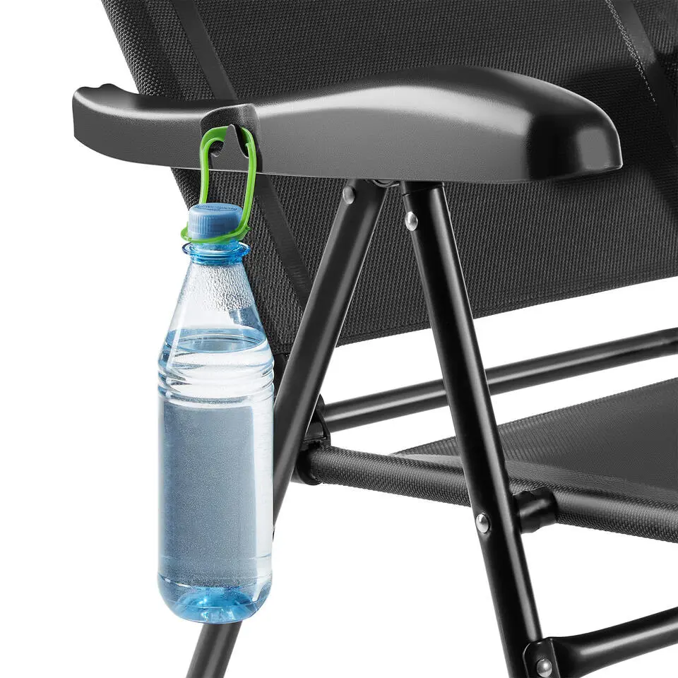 tectake Inklapbare campingstoel Müritz met hoofdkussen, aluminium, Antraciet
