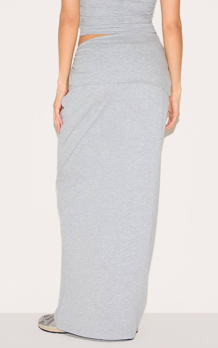 Gris Chiné Jupe Longue En Coton À Taille Repliée