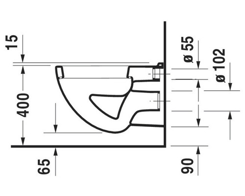 DURAVIT wandcloset D-Code, vlakspoeltoilet met rand, glanzend wit, zonder toiletzitting 2210090000