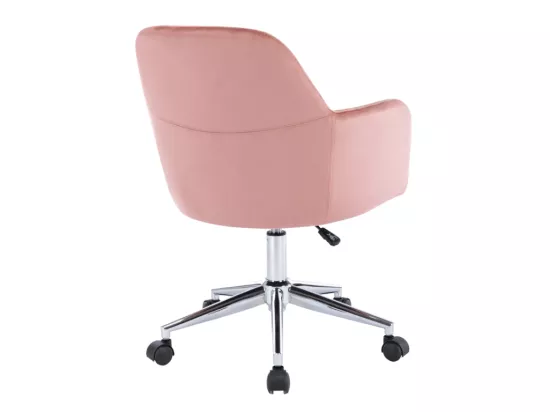 Chaise de bureau - Velours - Rose - Hauteur réglable - ELEANA