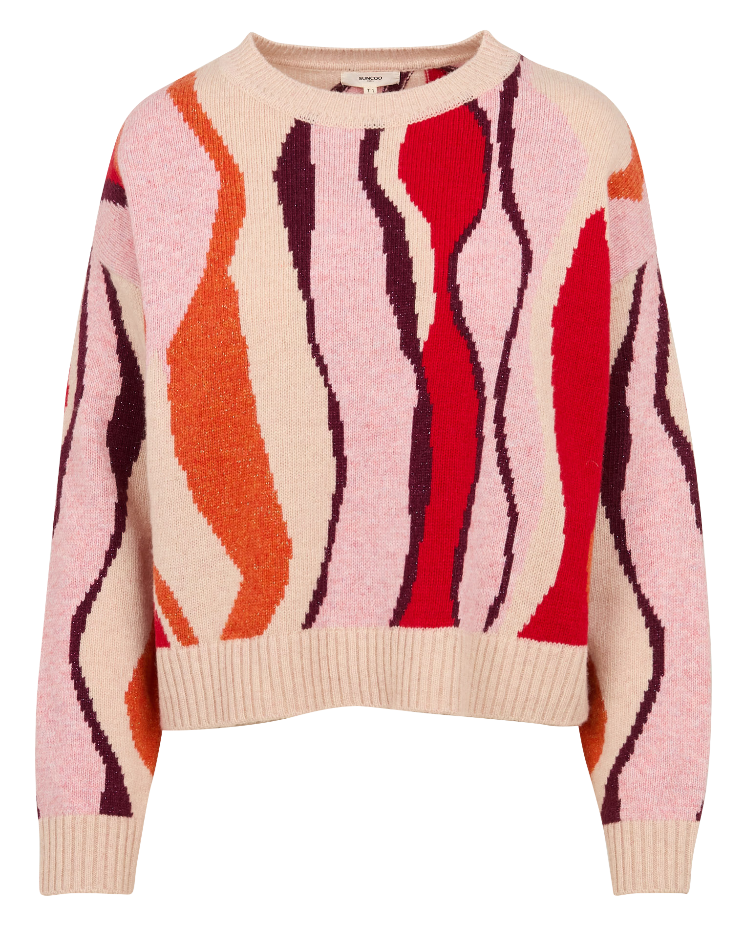 PRADJA - Pull ample col rond en laine mélangée | Rose