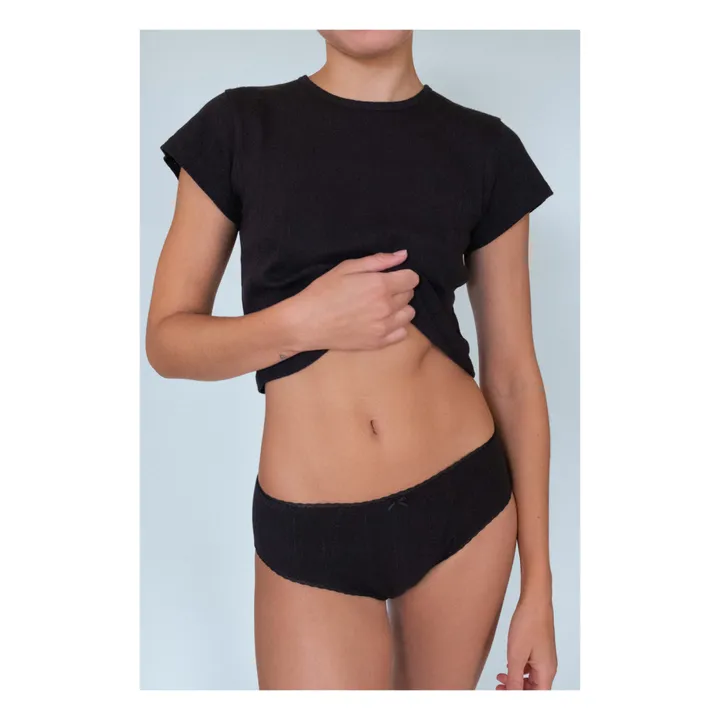 Cou Cou Intimates T-Shirt Baby Pointelle Coton Bio | Noir