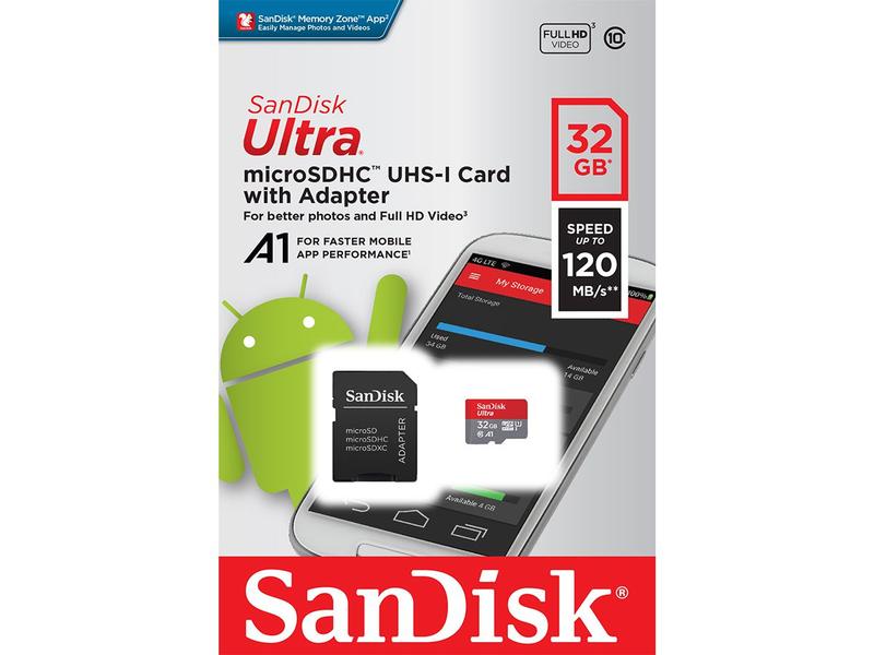 SanDisk microSDHC-Karte Ultra UHS-I A1 32 GB MicroSDHC-Karte, Class 10, 32 GB