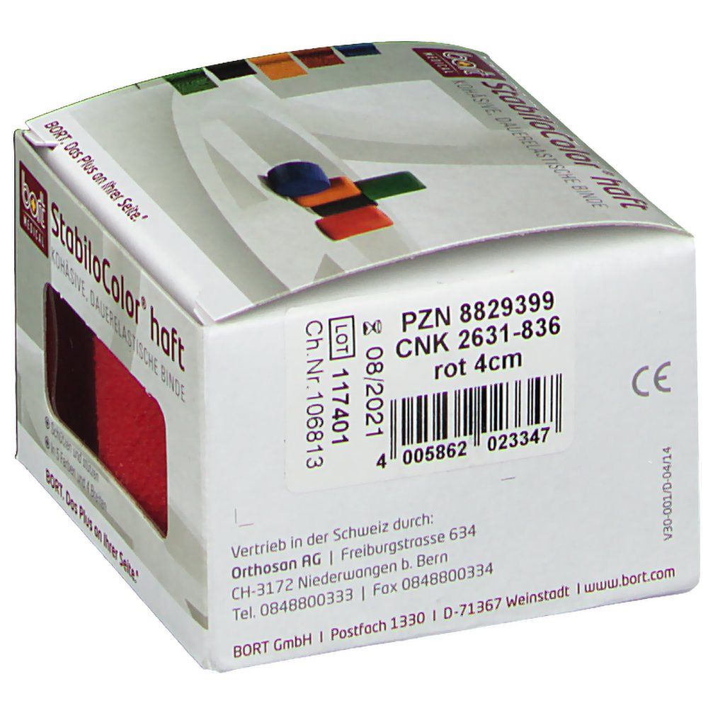 BORT StabiloColor® haft Binde 4 cm rot