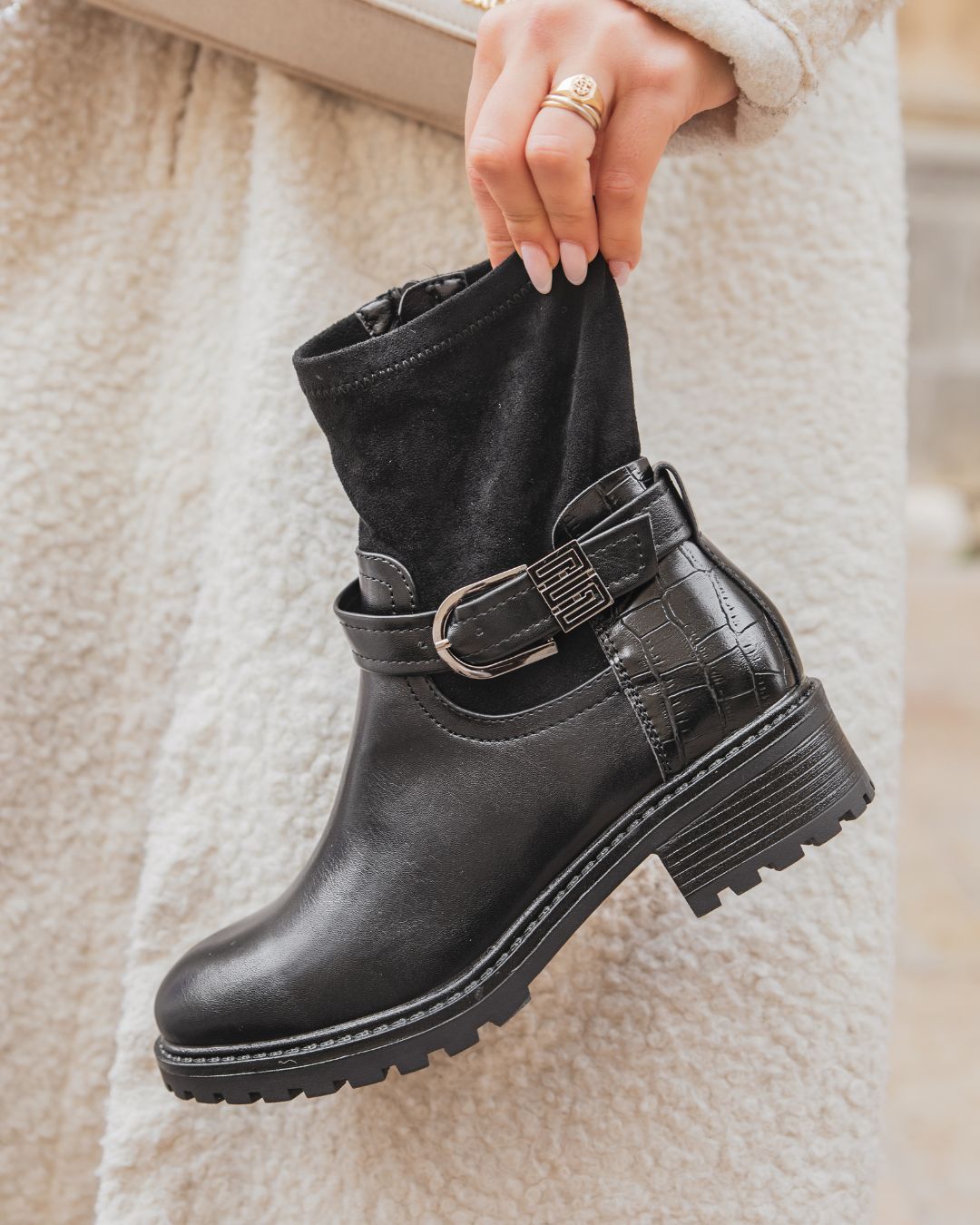 Bottines femme noires suédine - Arlette