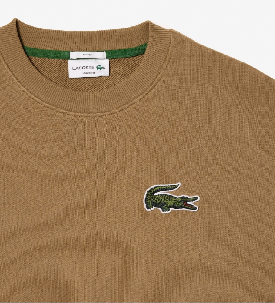 Moletom Lacoste Jogger, modelagem solta, com logo marrom.
