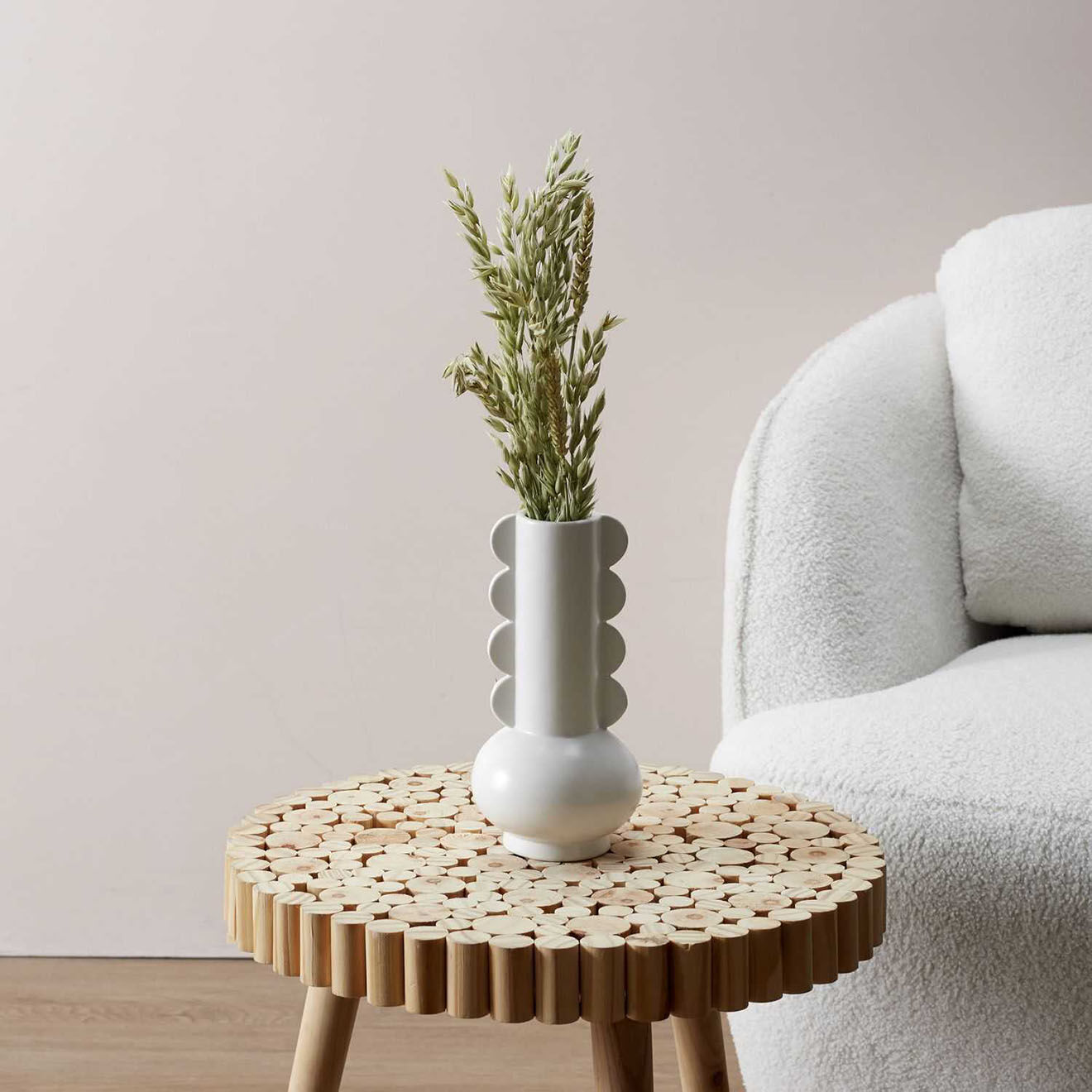 Home Deco Factory Vase en céramique Lola blanc - 8x15x8 cm