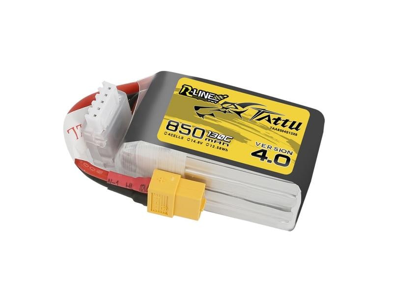 Tattu RC-Akku LiPo 850 mAh 14.8 V 130C R-Line V4 4S LiPo mit XT60 Stecker