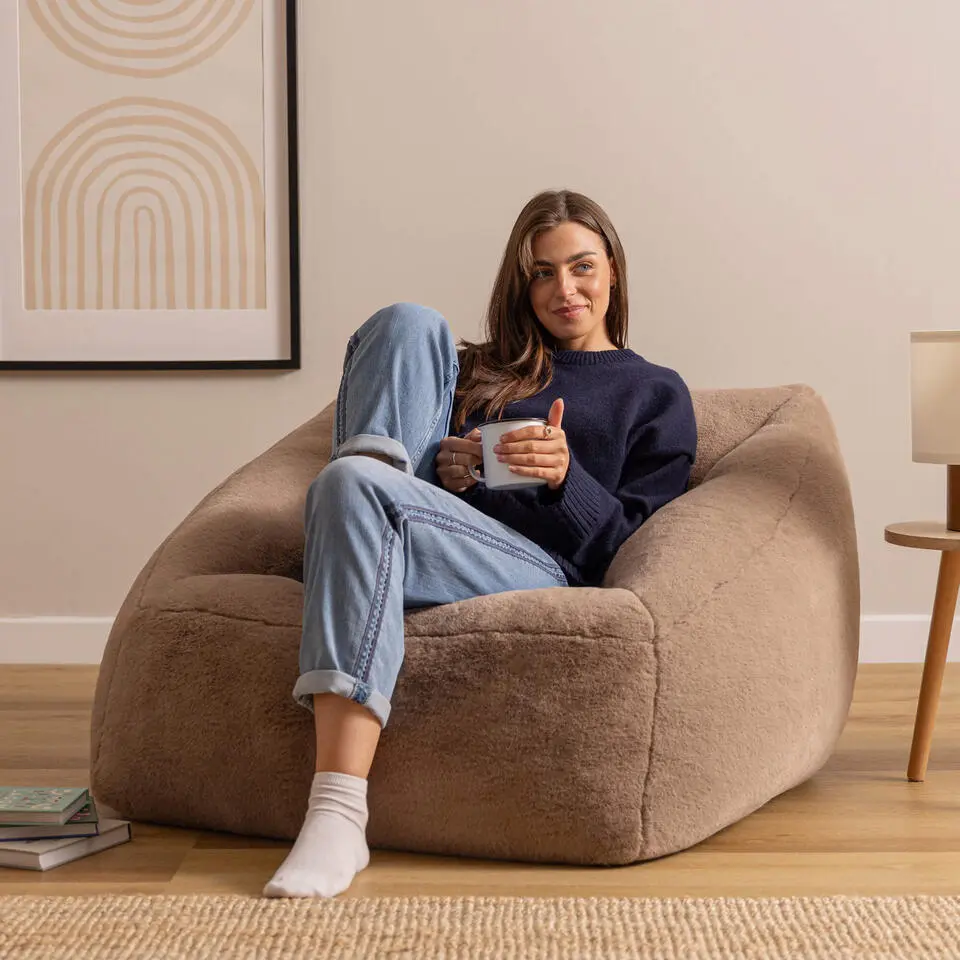 icon - Natalia XL Zitzak Fauteuil - Fluffy Pluche Imitatiebont - Mocha