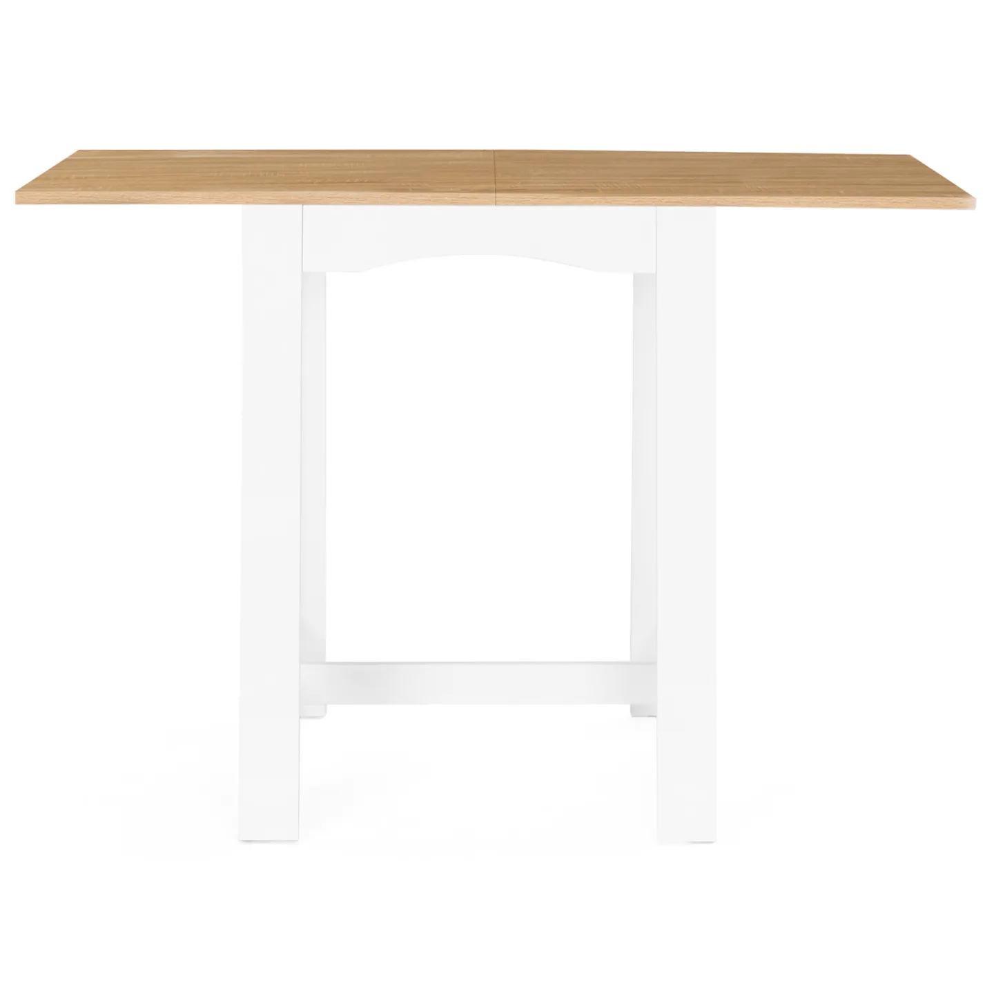 Table haute de bar extensible DONA 2 à 4 personnes blanche plateau façon hêtre 65-130 cm