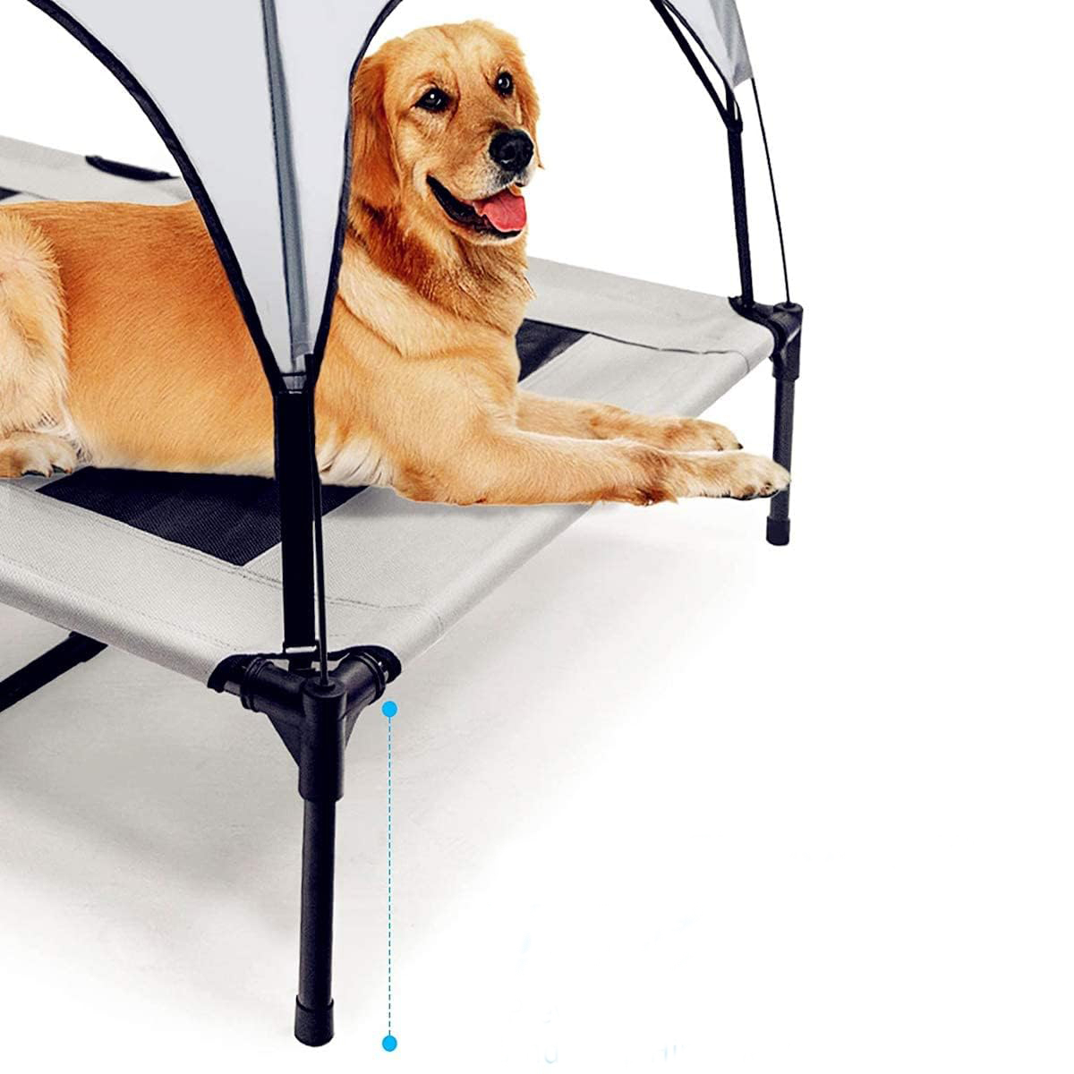 (92x76cm) Erhöhtes Hundebett Outdoor Camping Zelt Hundeliege Kühlendes Haustierbett mit Dach - Grau