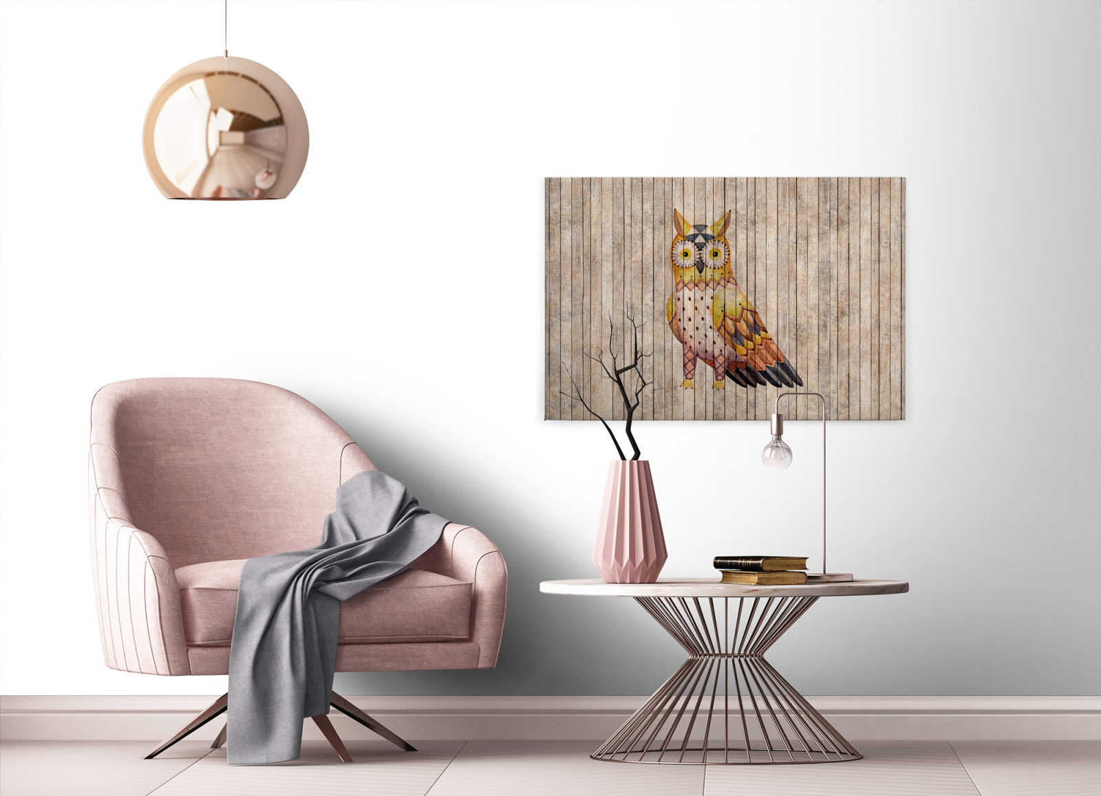 Leinwandbild EULE - braun-gelb - 90x60 cm