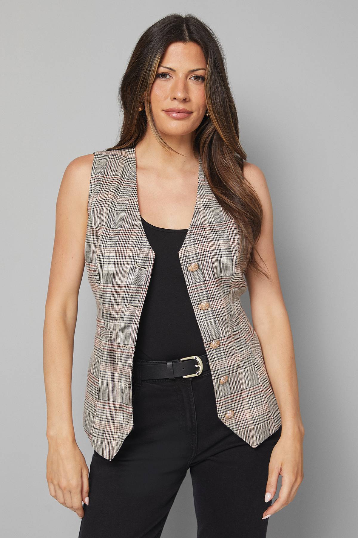 Wallis Gilet à Carreaux Boutonné