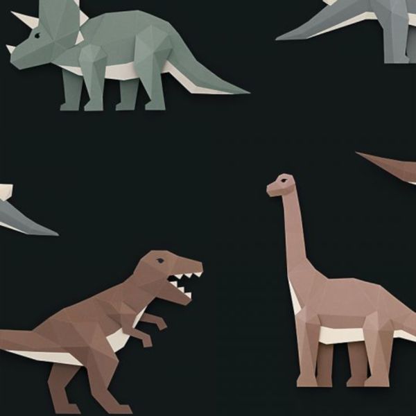 Studio Ditte Dinosaurus behang Licht Grijs