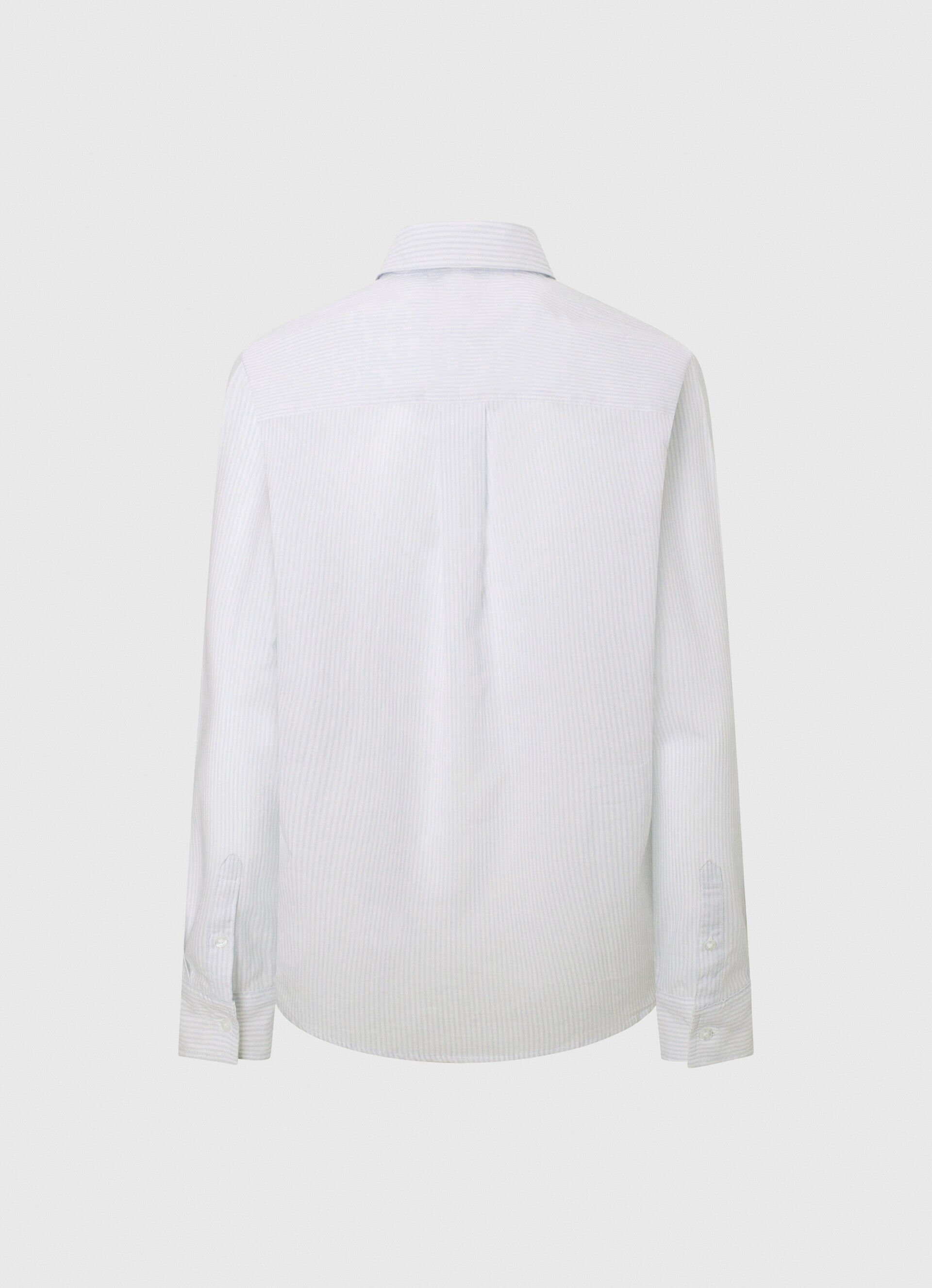 Camisa de algodão voile listrada - azul-baía