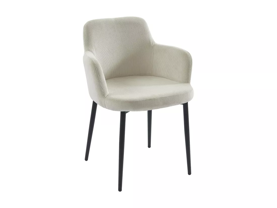 Lot de 2 chaises en velours côtelé et métal - Crème - CELOLA de Pascal MORABITO