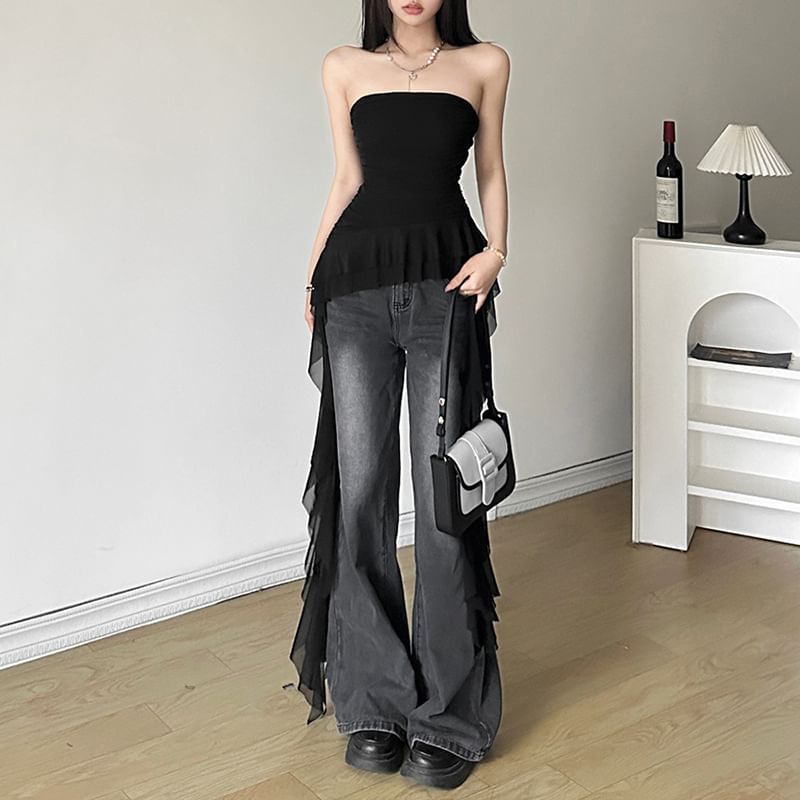 Bababy - Asymmetrische top met ruches en effen plooien