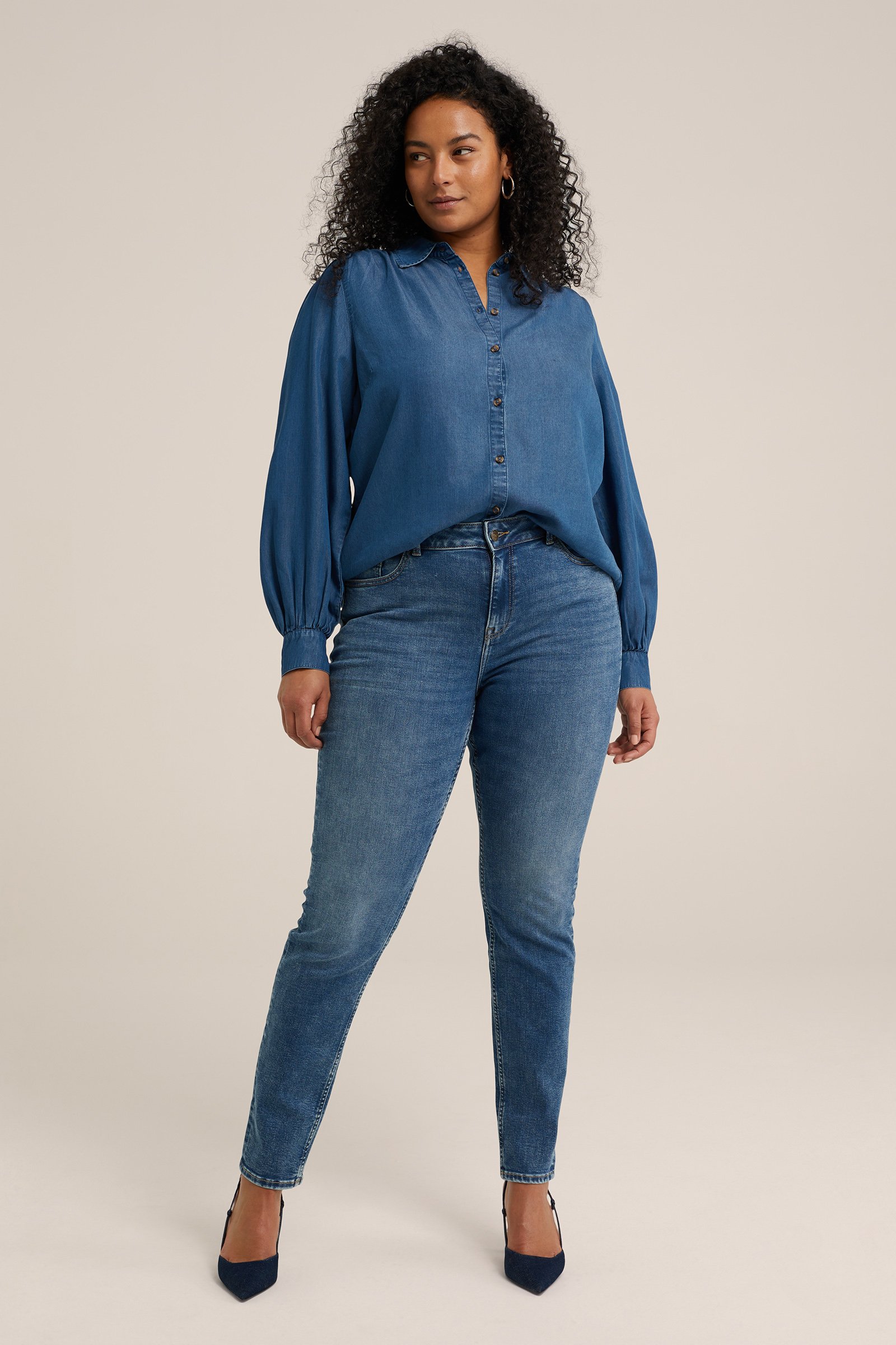 denim blouse - Curve Blue Ridge Blauw