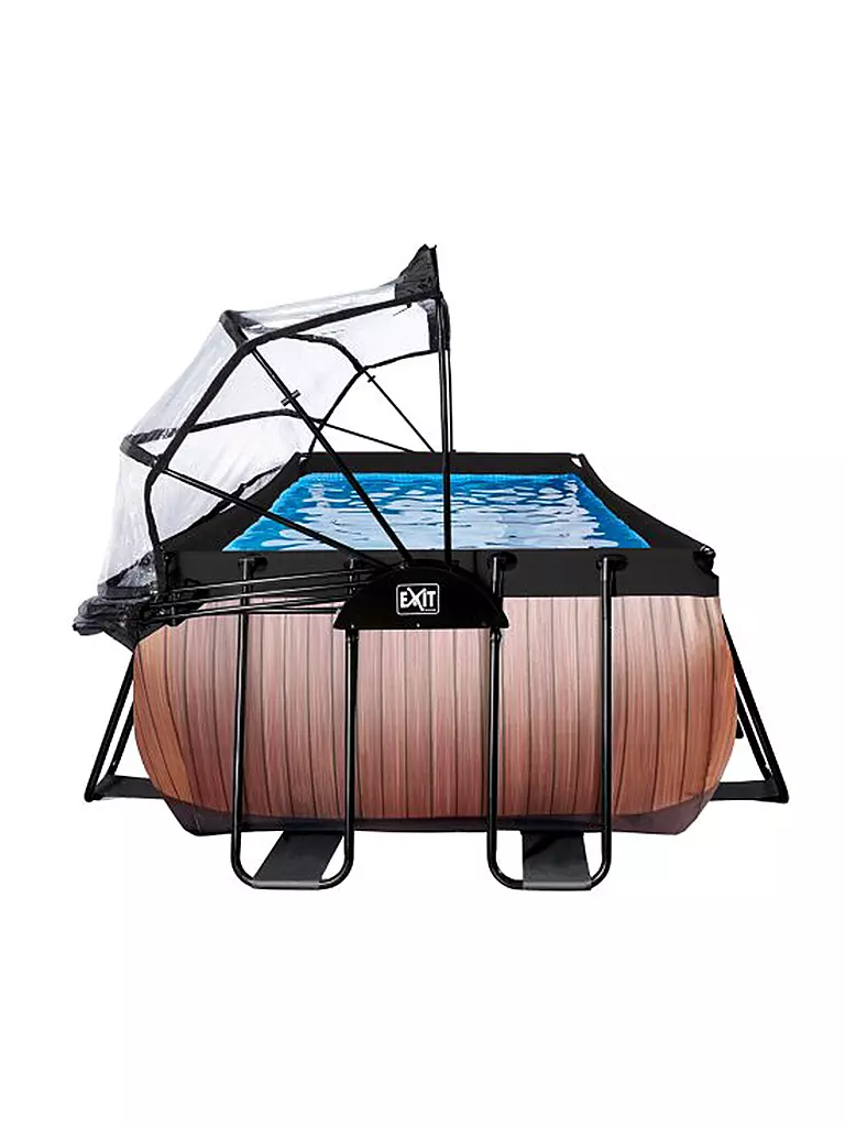 EXIT TOYS Rahmenpool Wood 540x250x100cm mit Sandfilterpumpe und Abdeckung - braun keine Farbe