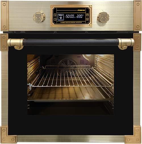 Kaiser EH 6427 AD Retro Pyrolyse Einbau Backofen 60 cm | Elektrobackofen 73L | Schwarz Glas | Pizzastein | Infrarotgrill | Heißluftsystem