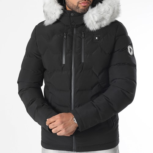 Doudoune Chauffante Capuche Fourrure Val D'Isere Premium Noir Gris