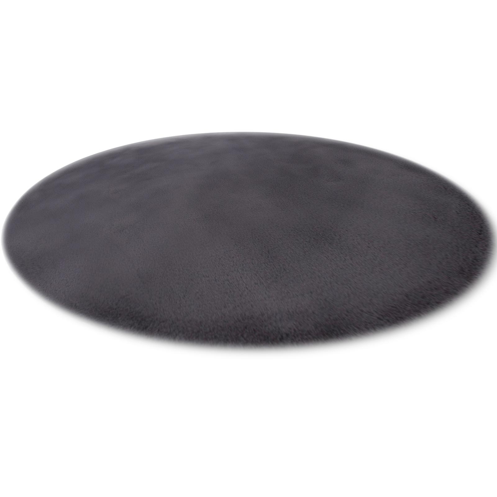 Kunstfellteppich - silber dunkel - rund - Ø 80 cm