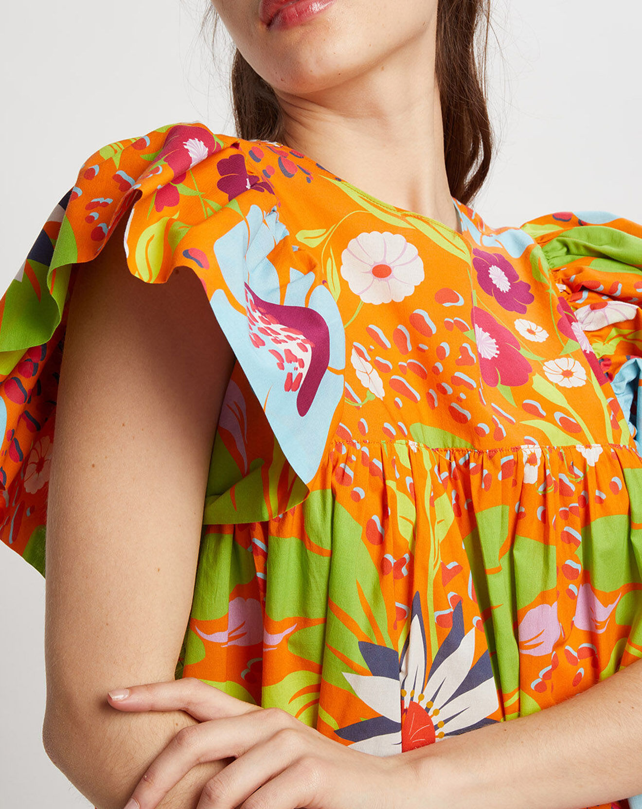 Manoush Robe Mexico imprimée orange