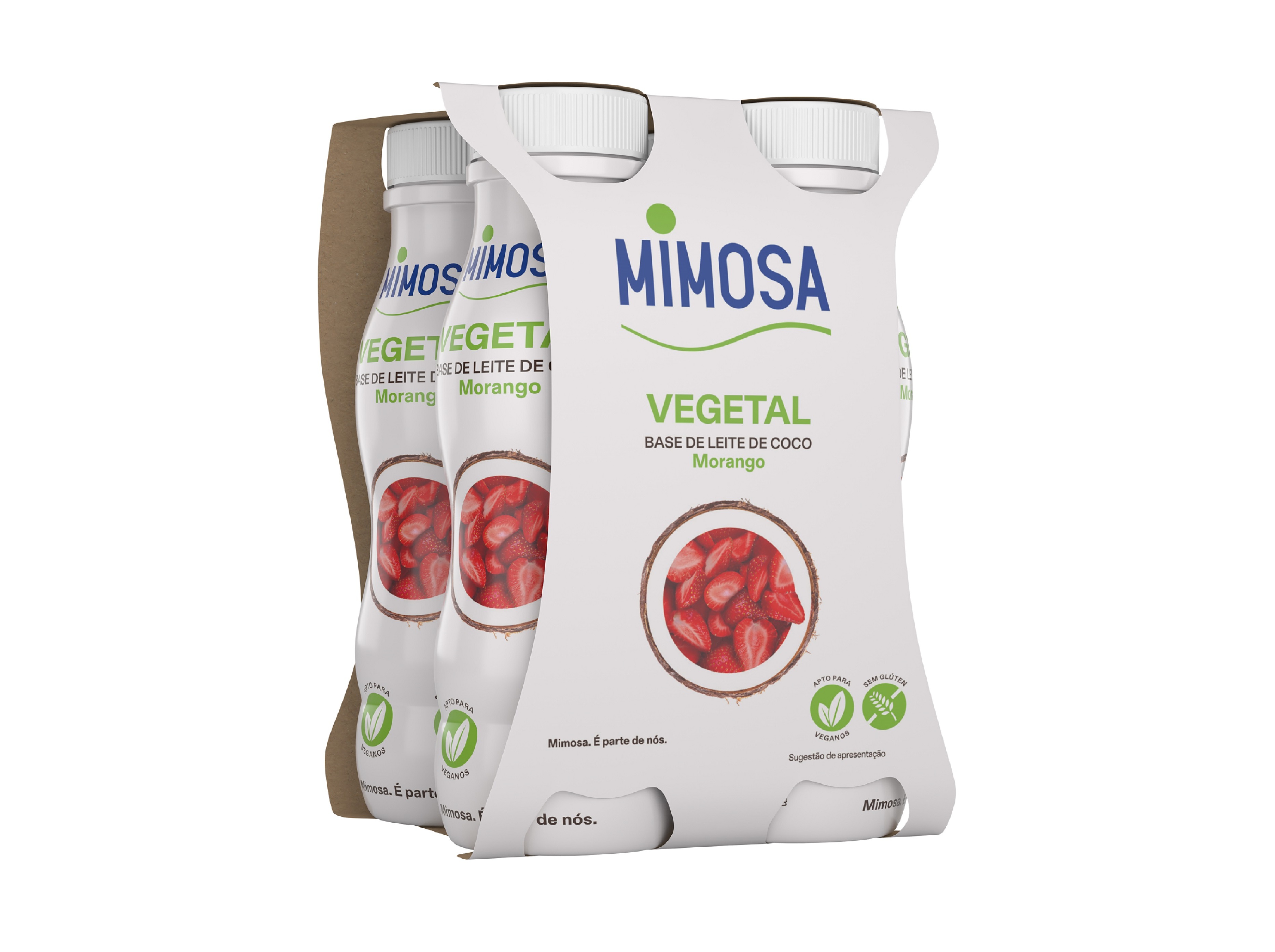 LEITE COCO FERMENTADO MIMOSA LIQUIDO MORANGO 4X151ML