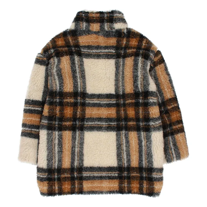 Búho Manteau Façon Fourrure à Carreaux | Ecru