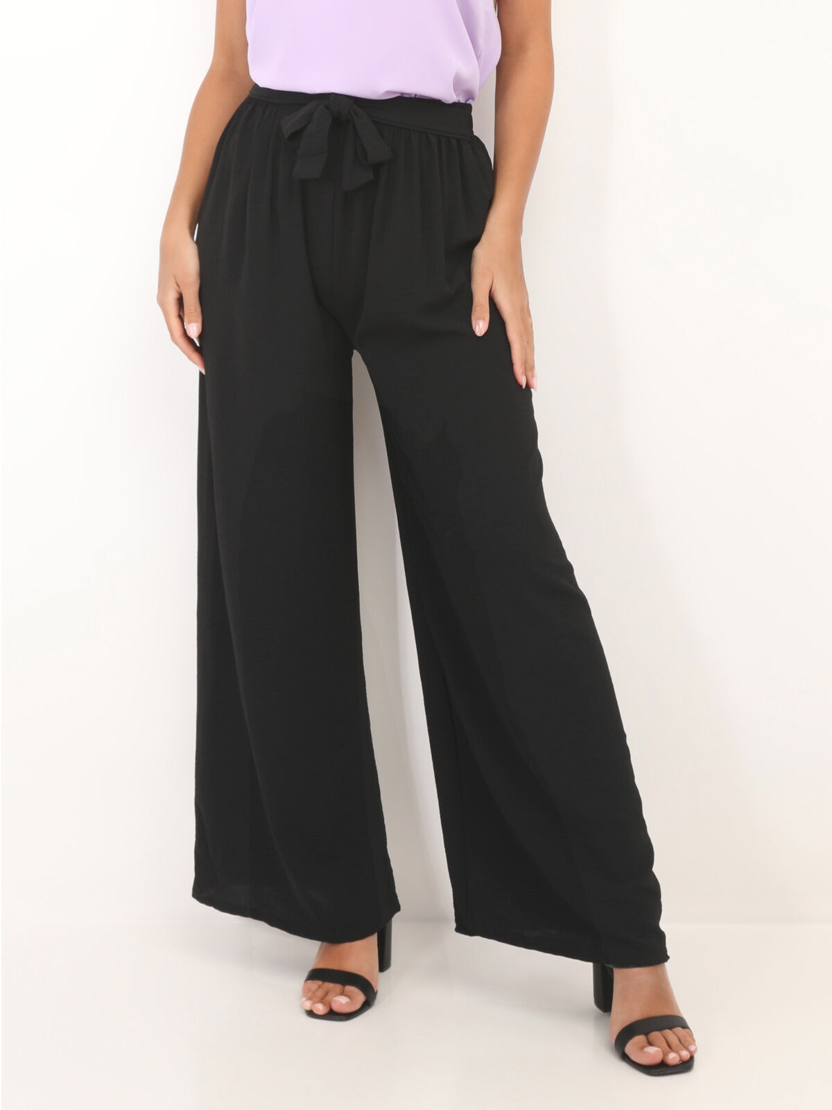 Pantalon fluide ceinturé- Noir