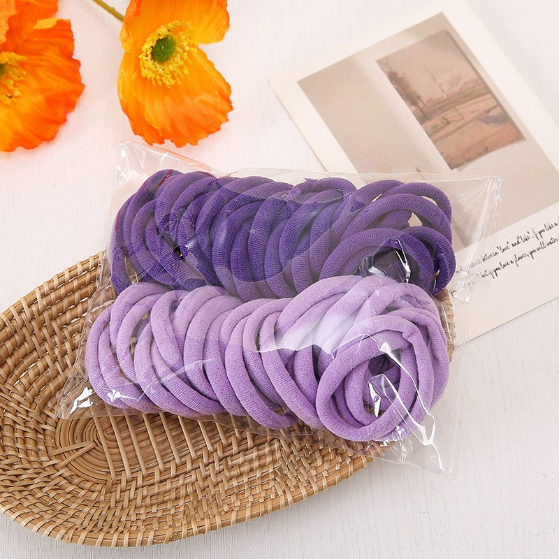 (50er Set) Elastische Haargummis Haarband ohne Metall Ø4cm - Lila