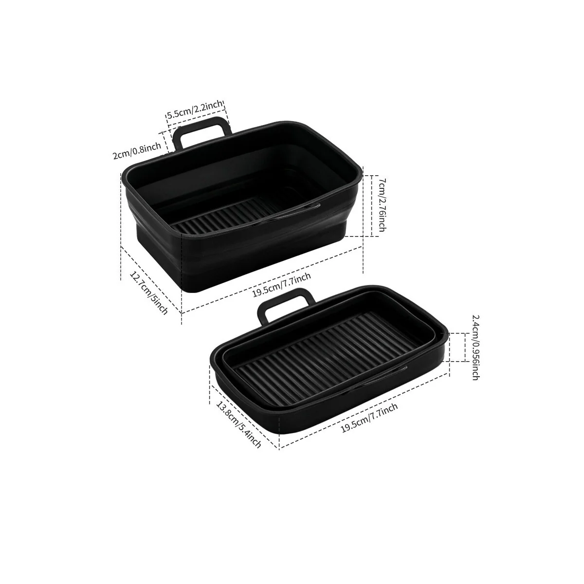 Sammenleggbar form av silikon til Air Fryer, 2-pakning Sort