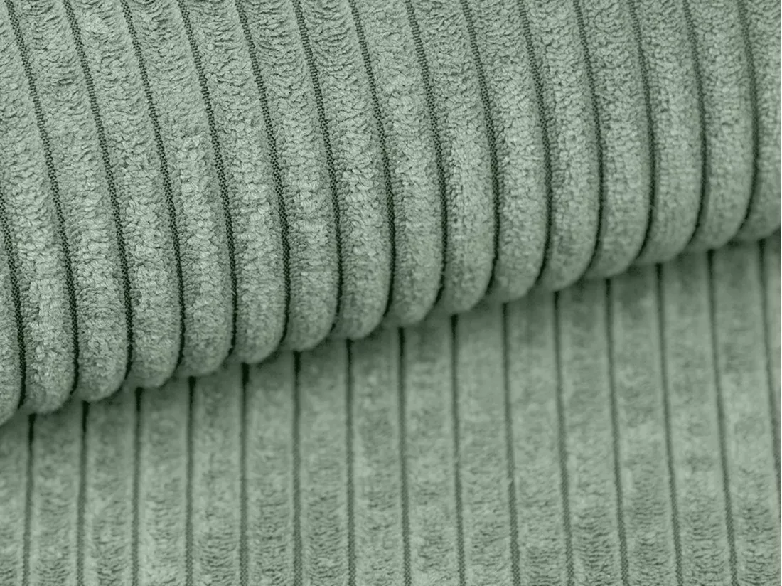 Pouf en velours côtelé vert amande AMELIA