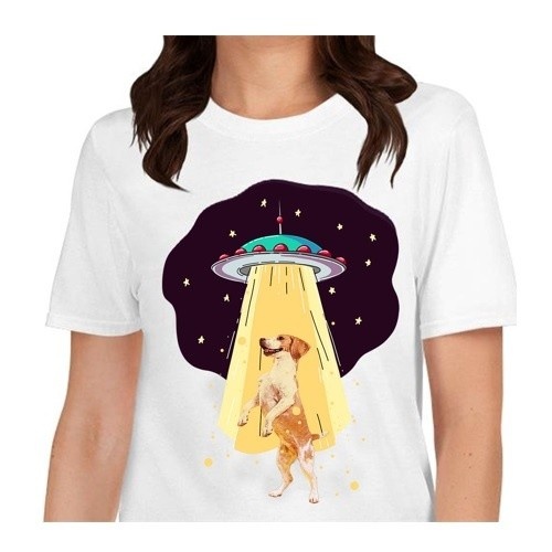 Camiseta feminina Mascochula, personalizada com seu animal de estimação, branca.