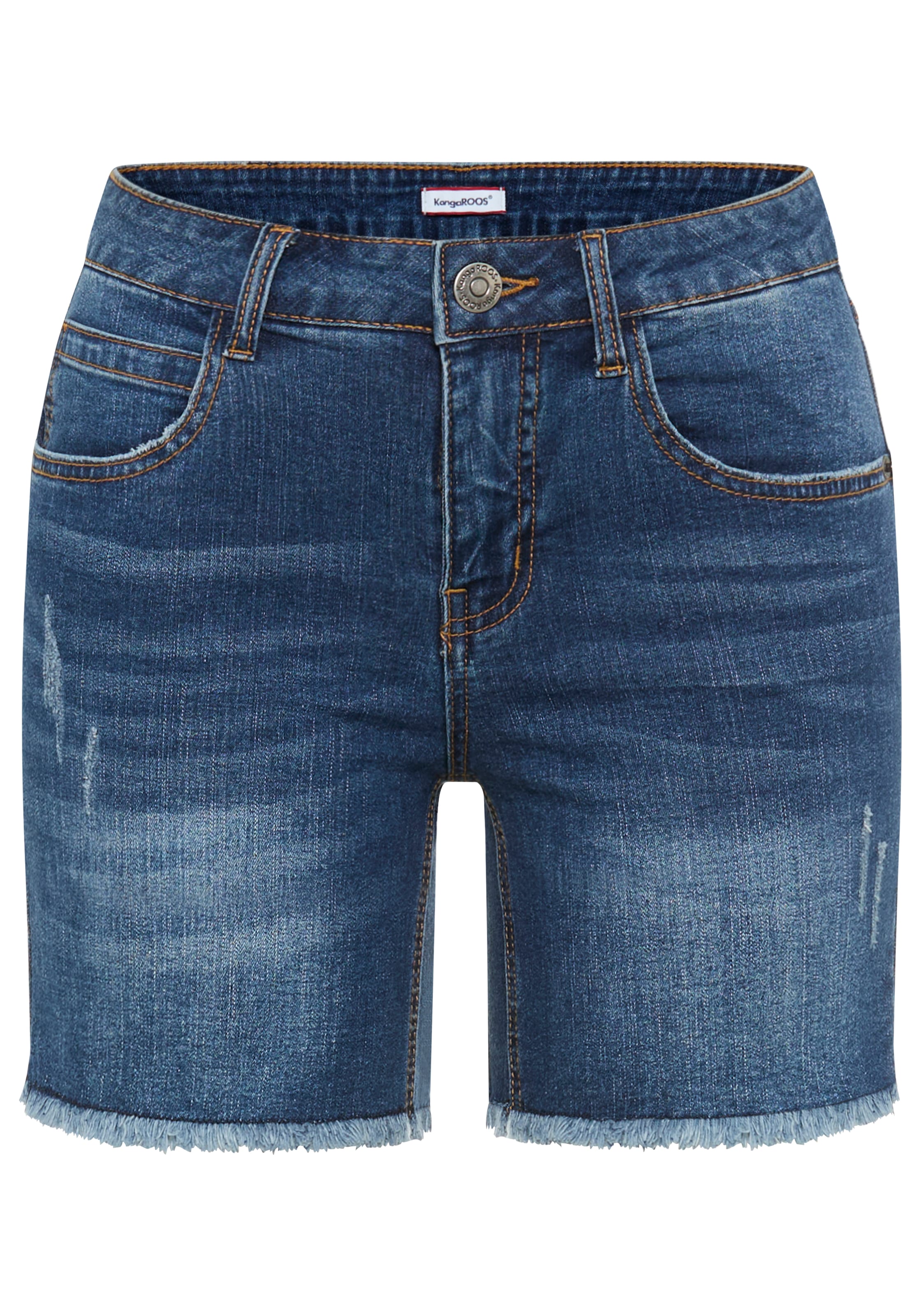 KangaROOS Jeanshotpants , kurze Schnittform,  mit Destroyed-Effekten,  klassische Leibhöhe
