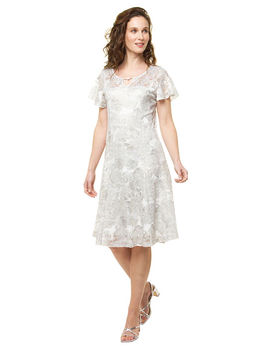 Robe dentelle argentée