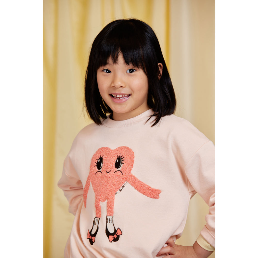 Køb Mini Rodini Pink Heart In Shoes Chenille Sweatshirt