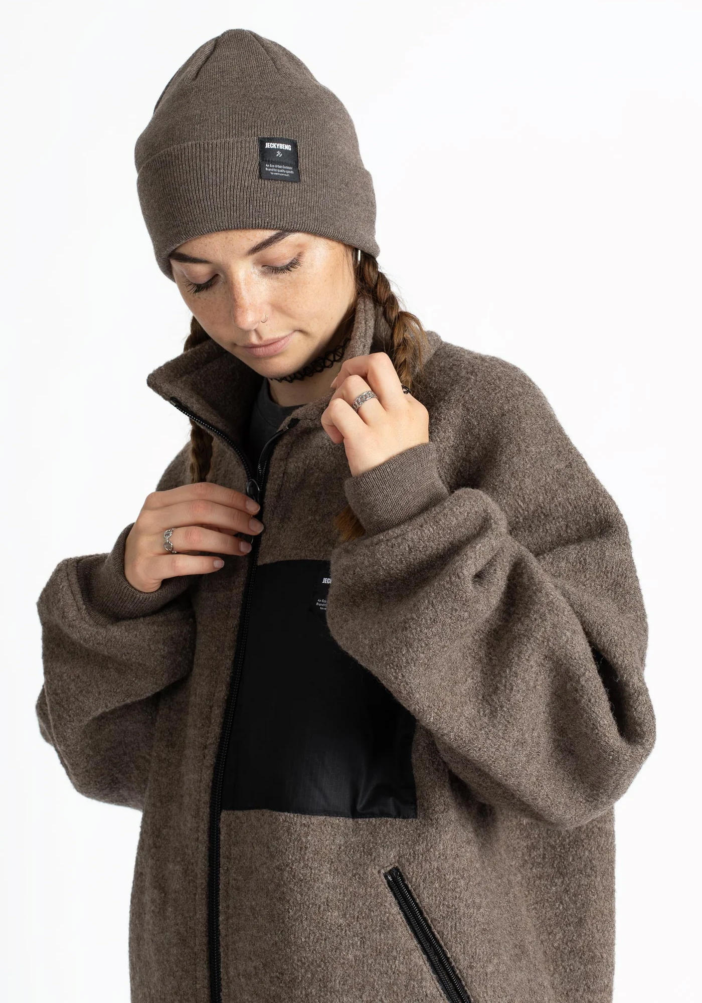 Jeckybeng The Natural Wool Fleece Jacket Nut Brown