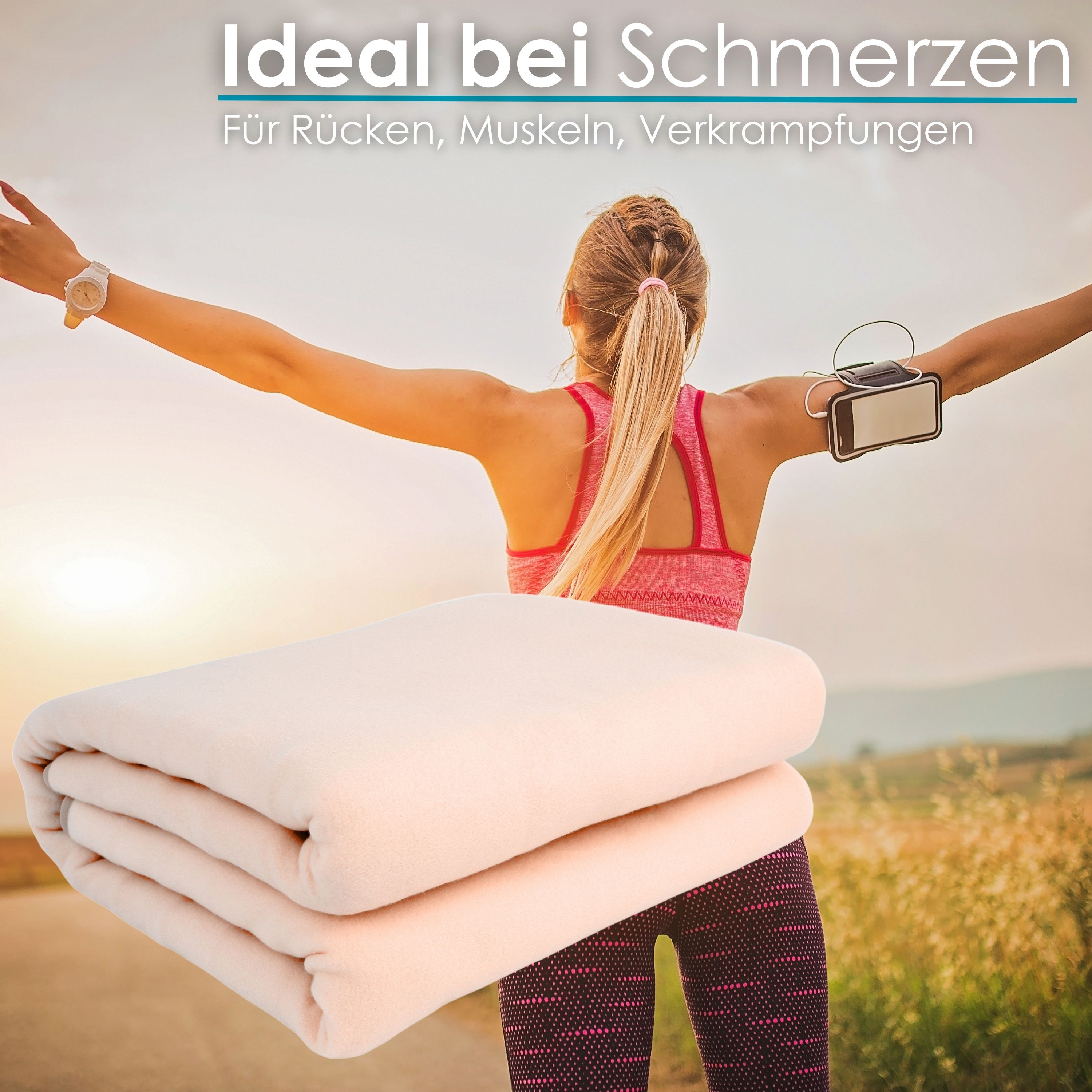 Zilan Elektrische Heizdecke mit Timer Wärmedecke 150x80cm beige