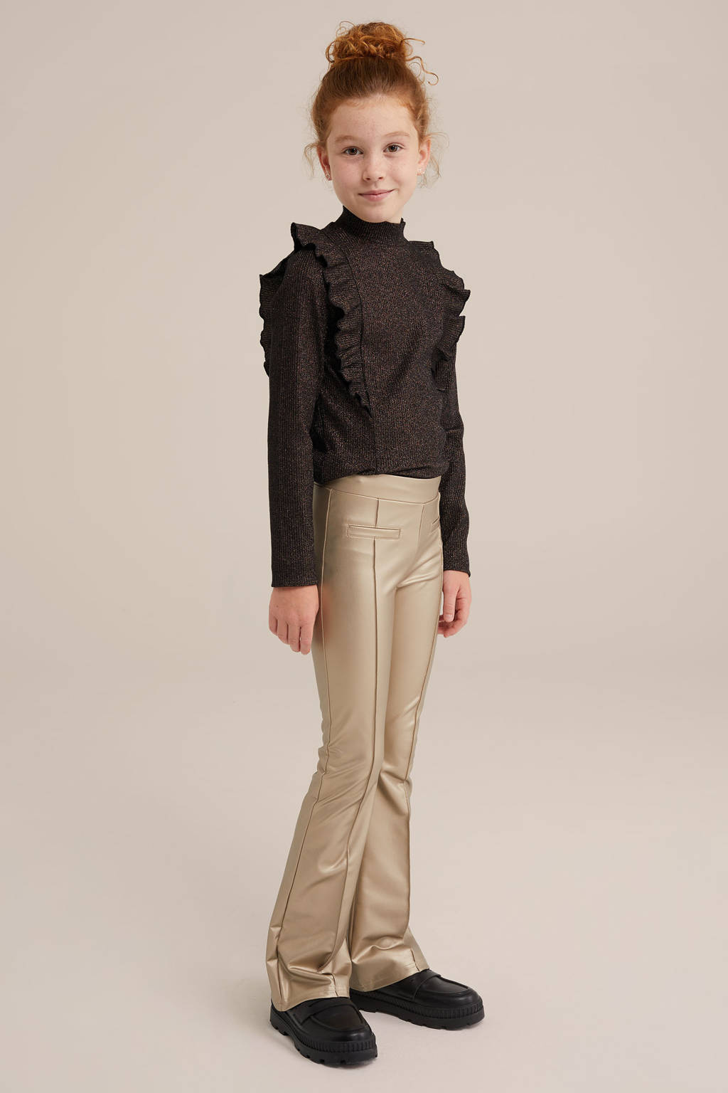 WE Fashion gebreide trui zwart glitter