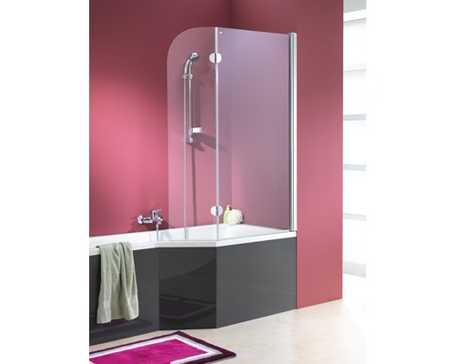 OTTOFOND Clip 2-delige badwand, model A, 80 x 140 cm, helder glas, chroomlook profiel, 990728