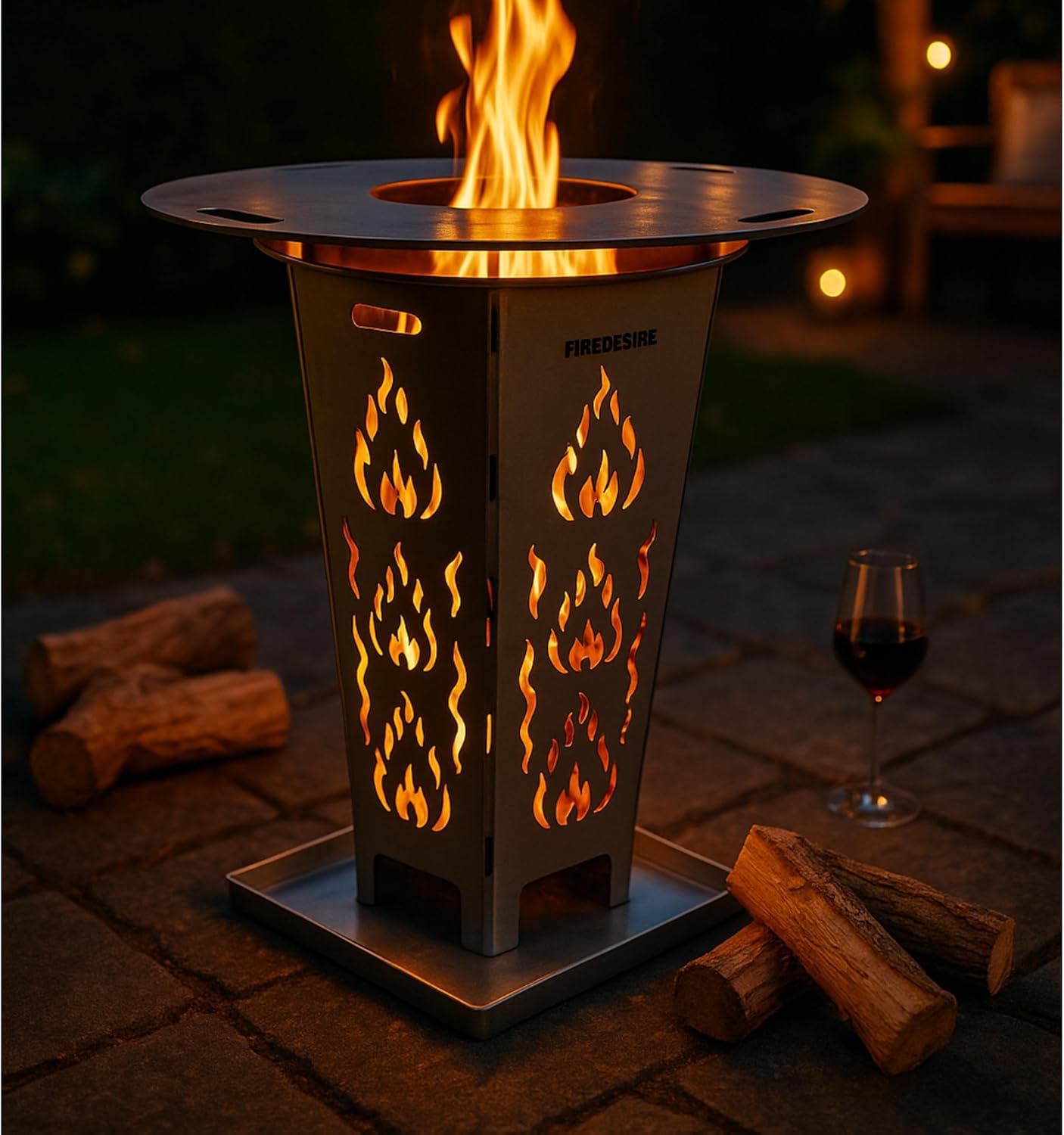 FireDesire Grill Pro Feuerkorb 80cm + Grillplatte + Ascheschale, Feuertonne, Feuerschale, Grilltonne, Ofen, Terassenofen, Grill, Stahlkorb, Plancha, Gartenfeuer