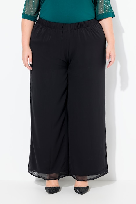 Chiffonhose, doppellagig, weites Bein, Elastikbund