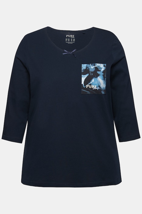 Pyjamashirt, U-Boot-Ausschnitt, 3/4-Arm, Biobaumwolle