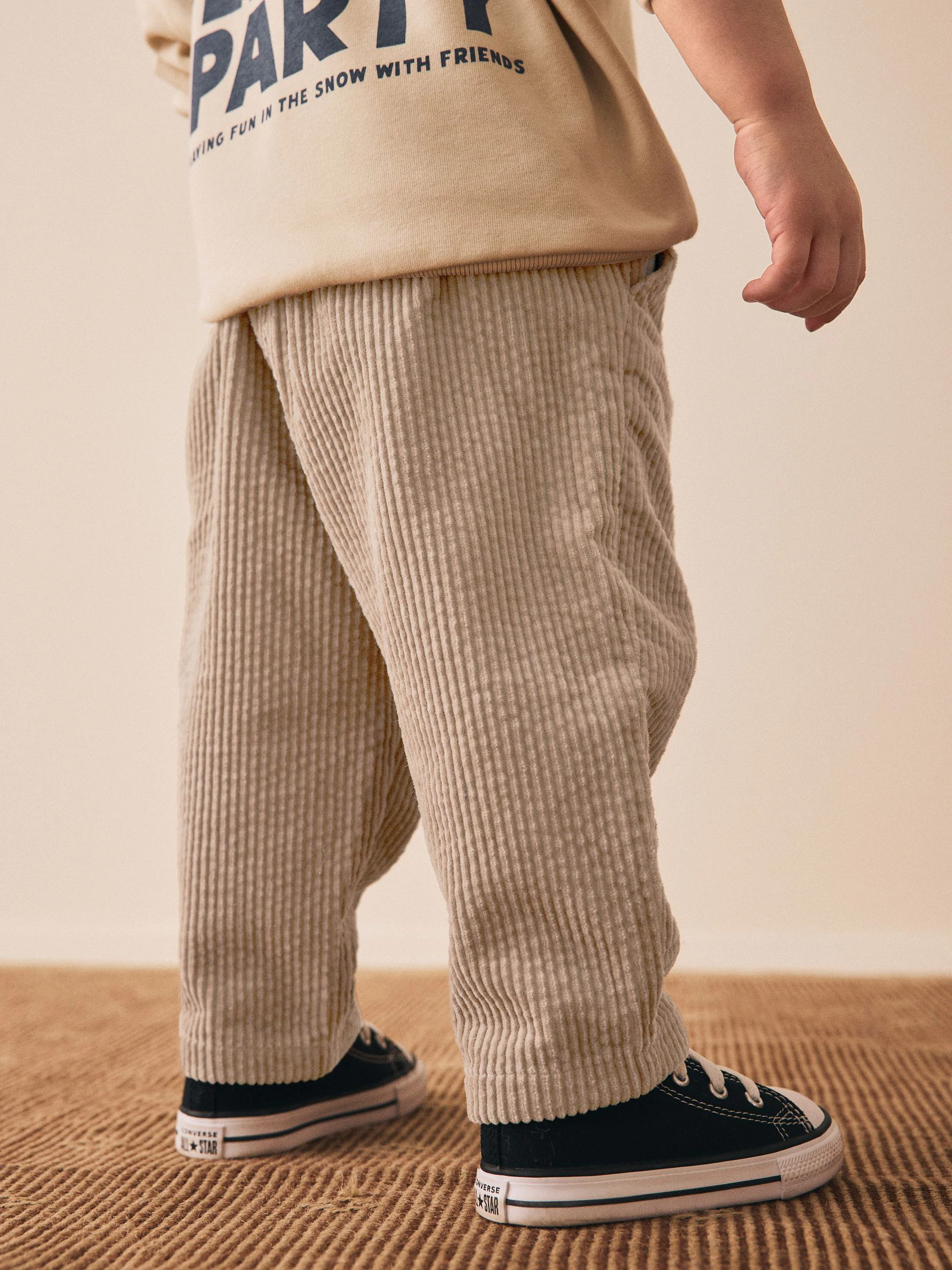 Pastelgeel - Corduroy broek met textuur en aantrekkoord (3mnd-7jr)