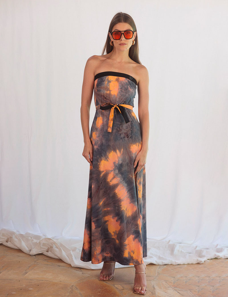 HBT DRESS CODE PRINT | CAROLINA  ROBE ORANGE