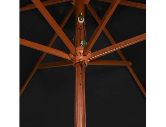VIDAXL - Parasol d'extérieur avec mât en bois noir 200x300 cm