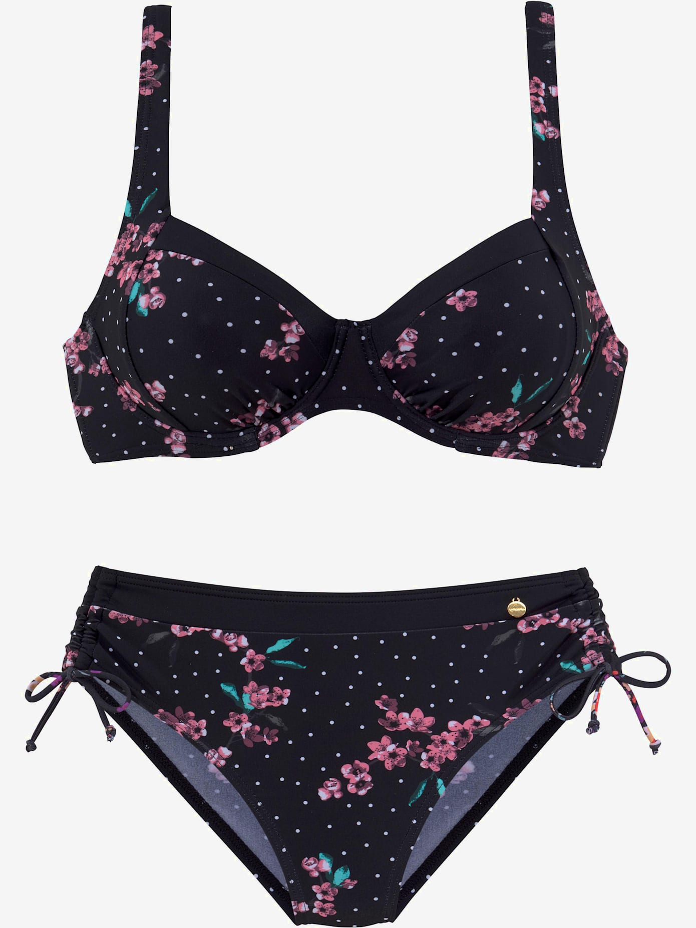 Maillot de bain à armatures imprimé tendance avec fleurs et pois