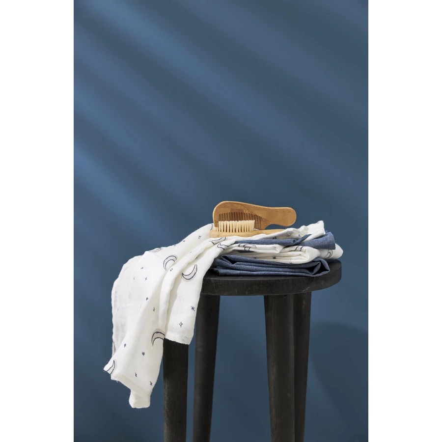 MEYCO Waschhandschuhe 3er Pack Musselin Moon Indigo