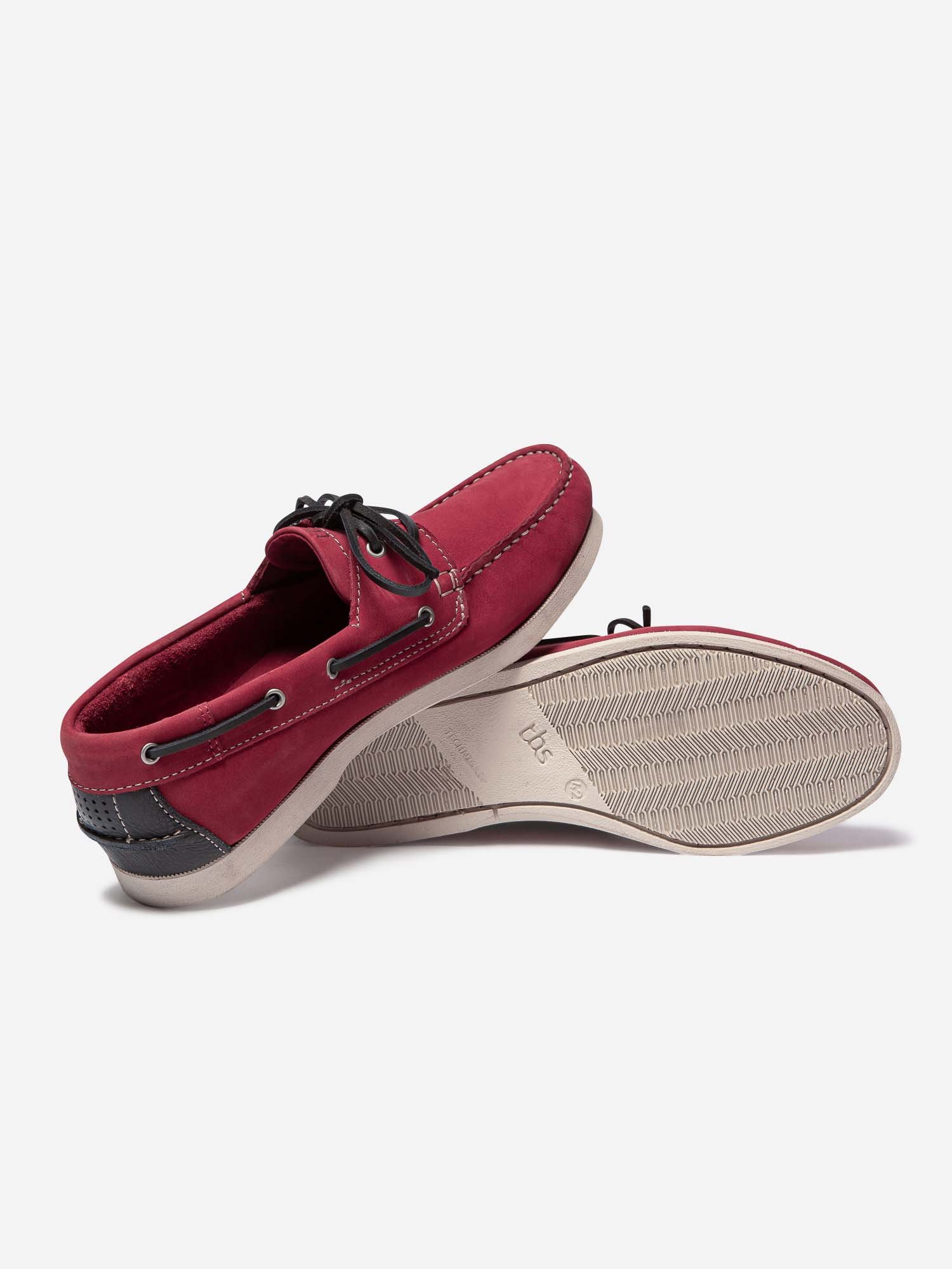 Chaussures Bateau Homme Semelle Grip Cuir Rouge